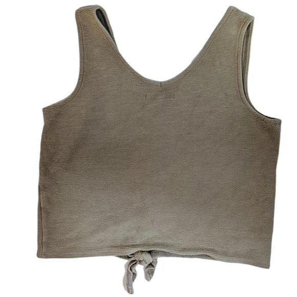 Tie Front Texture & Thread Tank Top - Picture 3 of 4